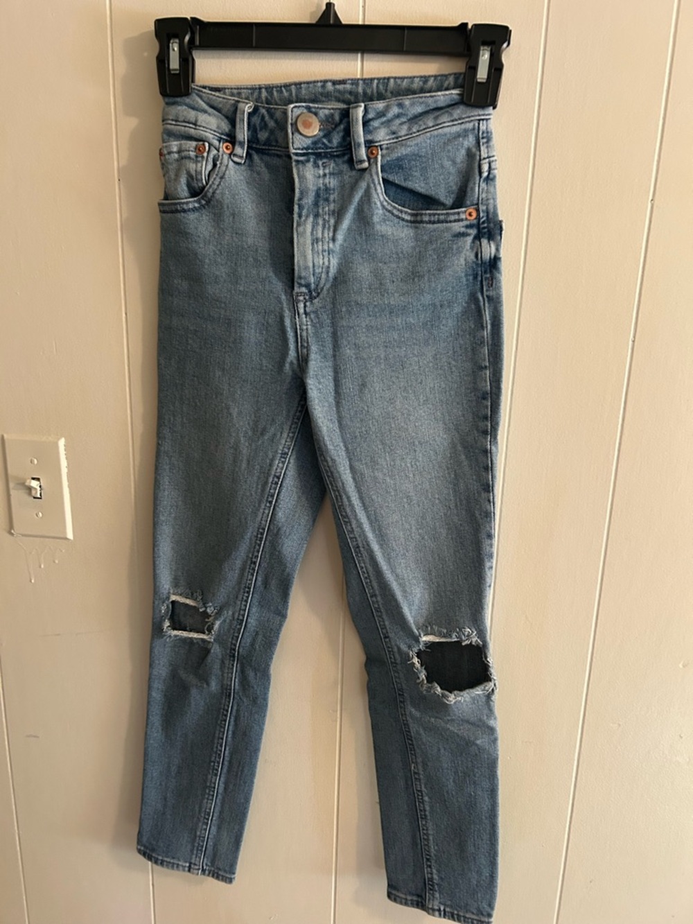 ASOS Light Blue High-Rise Distressed Jeans